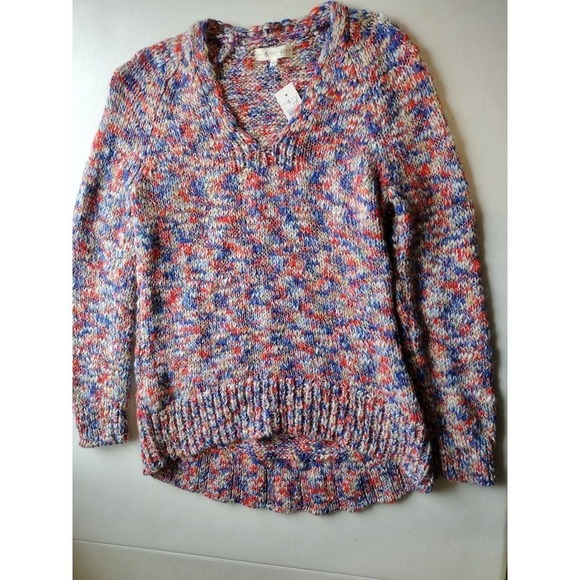 LOFT Lou & Grey Multicolor V Neck Knit Sweater Women's Size M - Picture 1 of 5